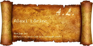 Alexi Lőrinc névjegykártya